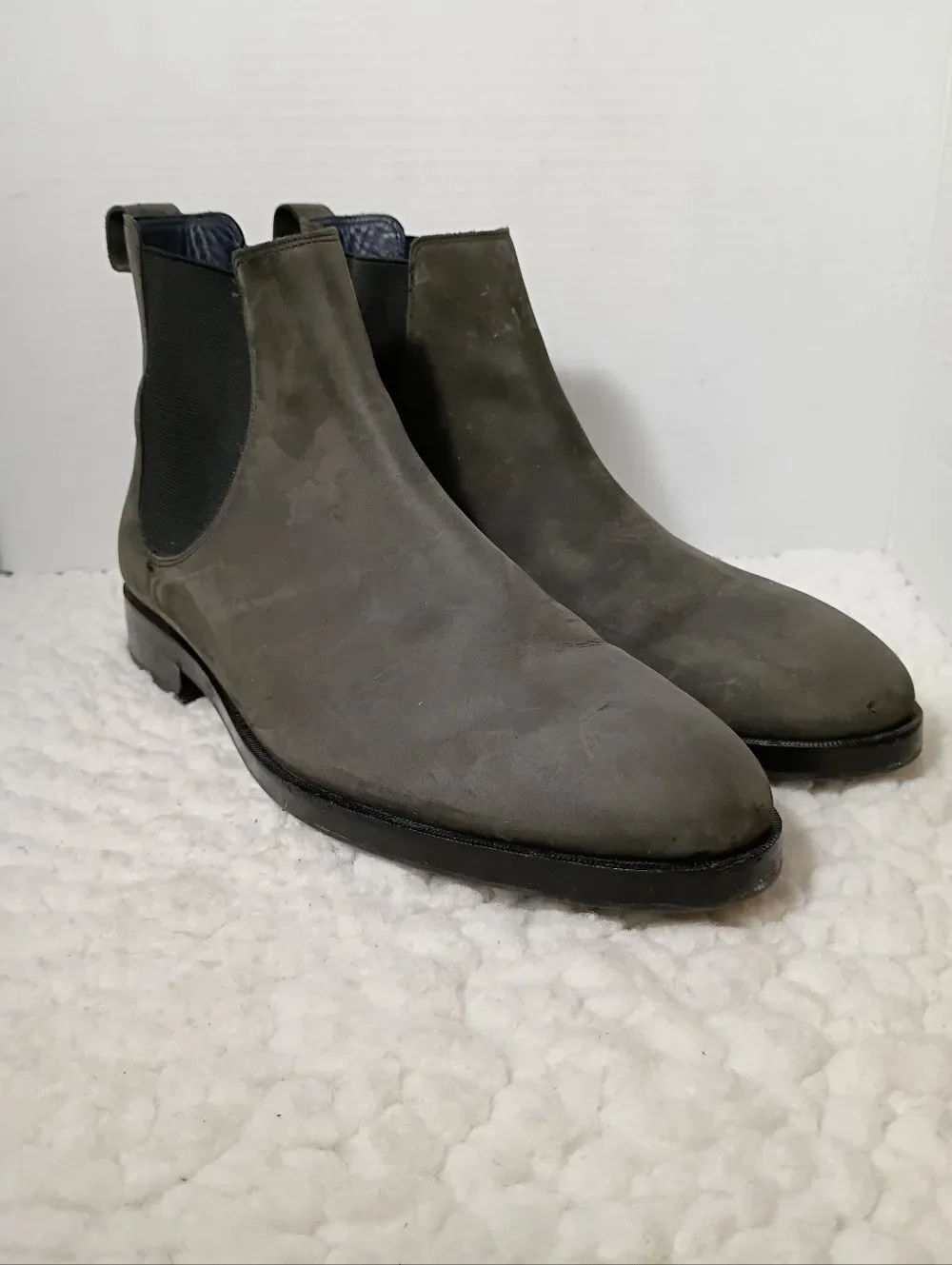 Cole Haan Grand OS Chelsea Boots Gray Nubuck Leather Mens 11M Pull On Waterproof